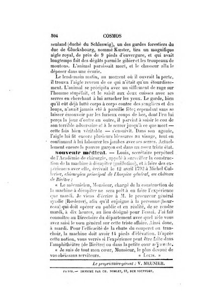 Le cosmos revue encyclopedique hebdomadaire des progres des sciences et de leurs applications aux arts et a l'industrie