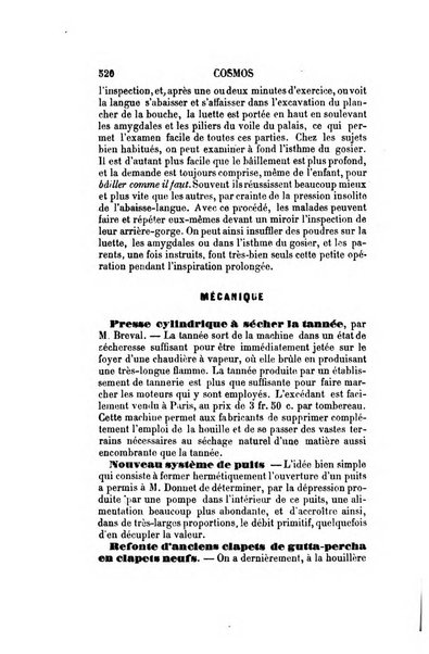 Le cosmos revue encyclopedique hebdomadaire des progres des sciences et de leurs applications aux arts et a l'industrie