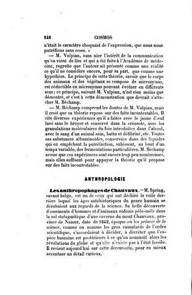 Le cosmos revue encyclopedique hebdomadaire des progres des sciences et de leurs applications aux arts et a l'industrie