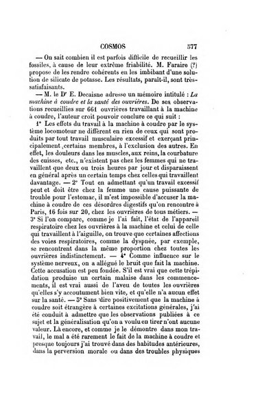 Le cosmos revue encyclopedique hebdomadaire des progres des sciences et de leurs applications aux arts et a l'industrie