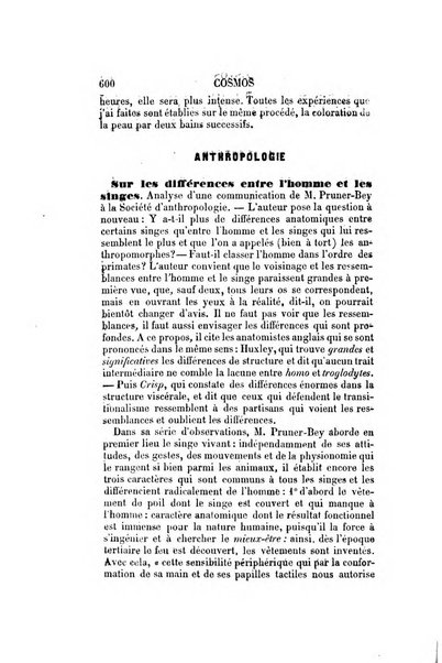 Le cosmos revue encyclopedique hebdomadaire des progres des sciences et de leurs applications aux arts et a l'industrie