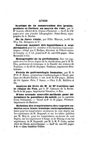 Le cosmos revue encyclopedique hebdomadaire des progres des sciences et de leurs applications aux arts et a l'industrie