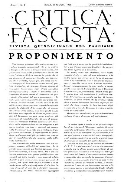 Critica fascista rivista quindicinale del fascismo diretta da Giuseppe Bottai