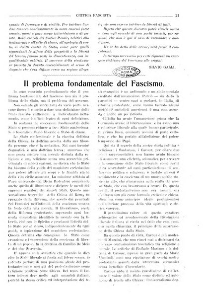 Critica fascista rivista quindicinale del fascismo diretta da Giuseppe Bottai