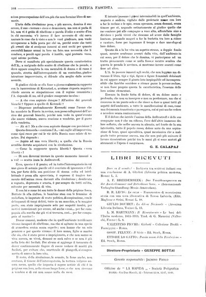 Critica fascista rivista quindicinale del fascismo diretta da Giuseppe Bottai