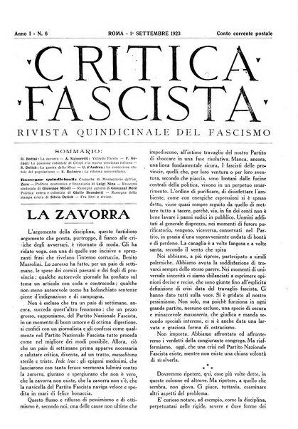 Critica fascista rivista quindicinale del fascismo diretta da Giuseppe Bottai