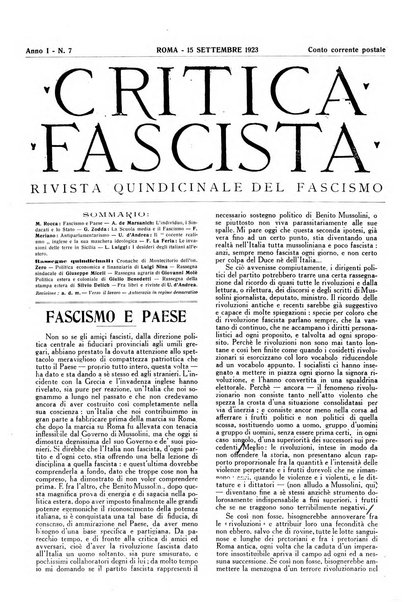 Critica fascista rivista quindicinale del fascismo diretta da Giuseppe Bottai