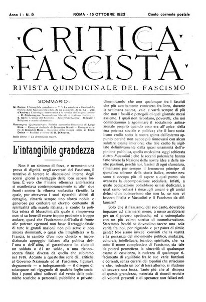 Critica fascista rivista quindicinale del fascismo diretta da Giuseppe Bottai