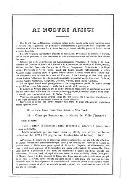 Critica fascista rivista quindicinale del fascismo diretta da Giuseppe Bottai