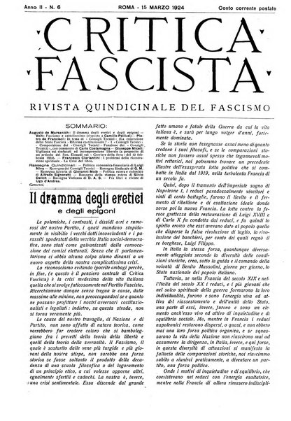 Critica fascista rivista quindicinale del fascismo diretta da Giuseppe Bottai