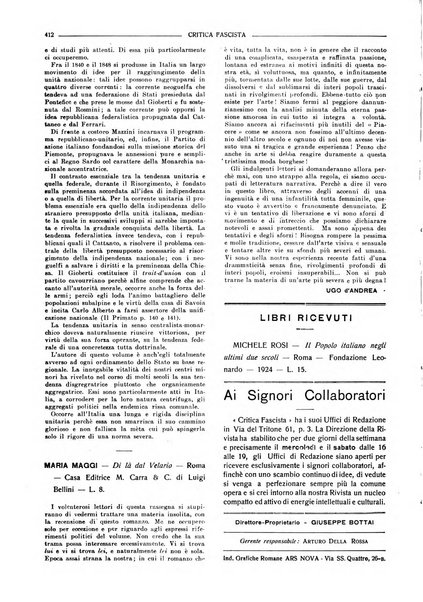 Critica fascista rivista quindicinale del fascismo diretta da Giuseppe Bottai