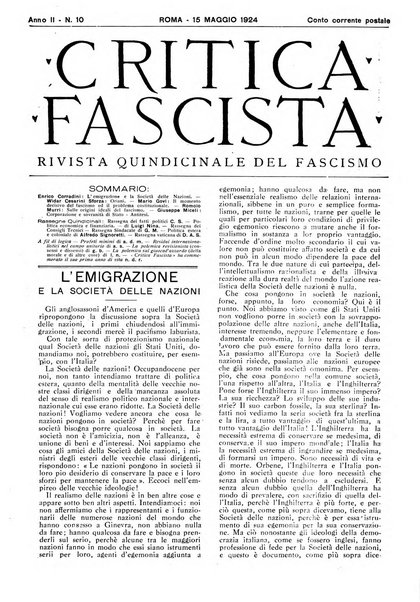 Critica fascista rivista quindicinale del fascismo diretta da Giuseppe Bottai