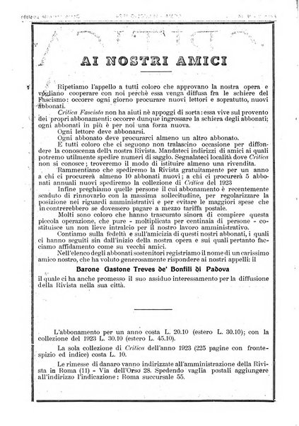 Critica fascista rivista quindicinale del fascismo diretta da Giuseppe Bottai