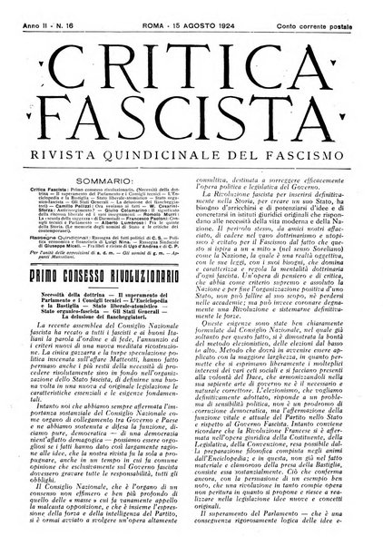 Critica fascista rivista quindicinale del fascismo diretta da Giuseppe Bottai