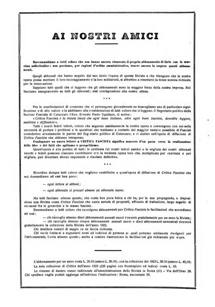 Critica fascista rivista quindicinale del fascismo diretta da Giuseppe Bottai