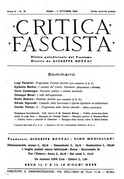 Critica fascista rivista quindicinale del fascismo diretta da Giuseppe Bottai