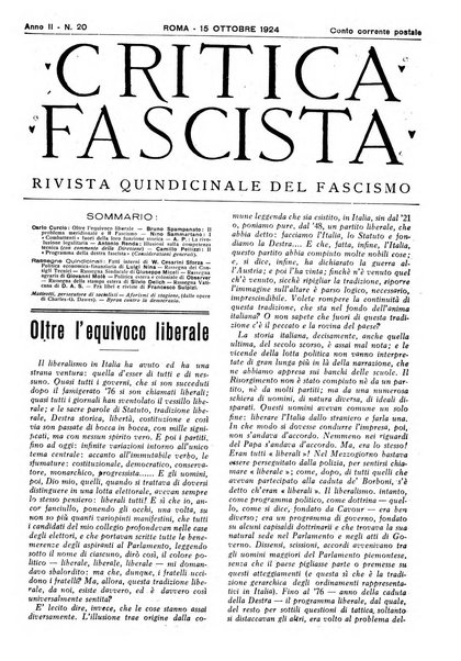 Critica fascista rivista quindicinale del fascismo diretta da Giuseppe Bottai