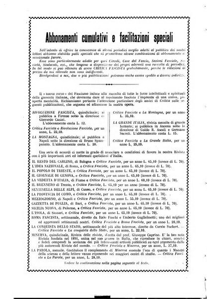 Critica fascista rivista quindicinale del fascismo diretta da Giuseppe Bottai