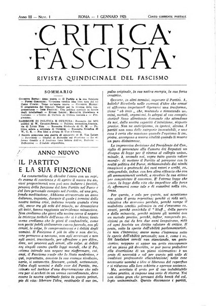 Critica fascista rivista quindicinale del fascismo diretta da Giuseppe Bottai