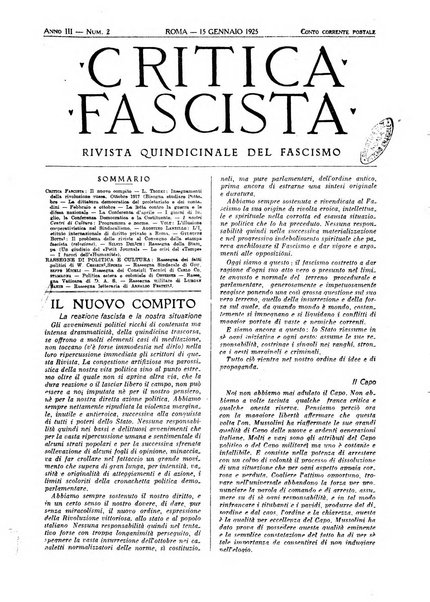 Critica fascista rivista quindicinale del fascismo diretta da Giuseppe Bottai