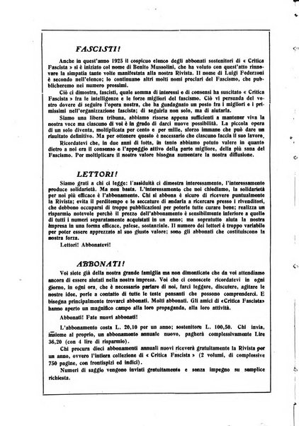 Critica fascista rivista quindicinale del fascismo diretta da Giuseppe Bottai