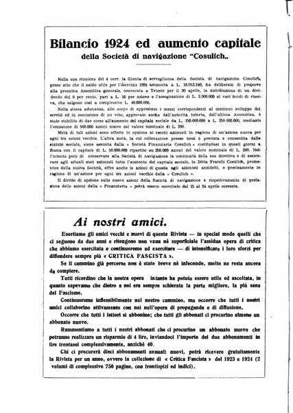 Critica fascista rivista quindicinale del fascismo diretta da Giuseppe Bottai