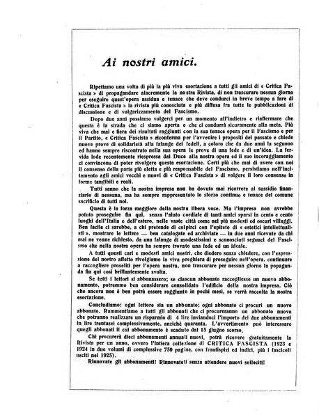 Critica fascista rivista quindicinale del fascismo diretta da Giuseppe Bottai