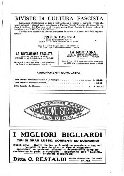 Critica fascista rivista quindicinale del fascismo diretta da Giuseppe Bottai