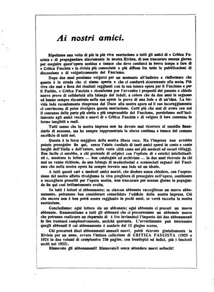 Critica fascista rivista quindicinale del fascismo diretta da Giuseppe Bottai