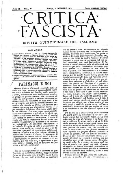 Critica fascista rivista quindicinale del fascismo diretta da Giuseppe Bottai