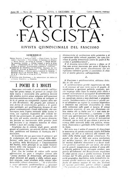 Critica fascista rivista quindicinale del fascismo diretta da Giuseppe Bottai