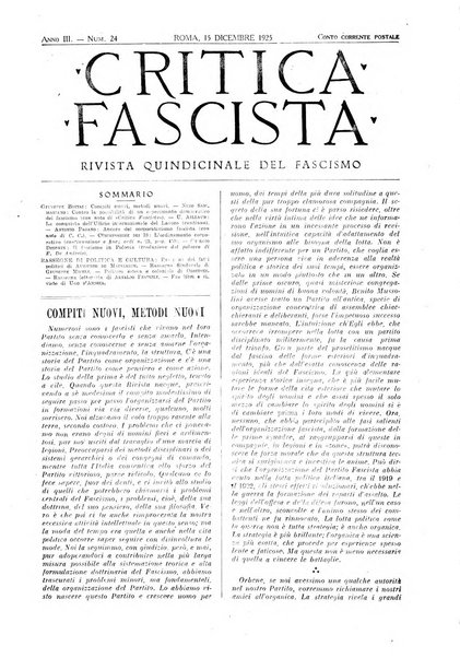 Critica fascista rivista quindicinale del fascismo diretta da Giuseppe Bottai