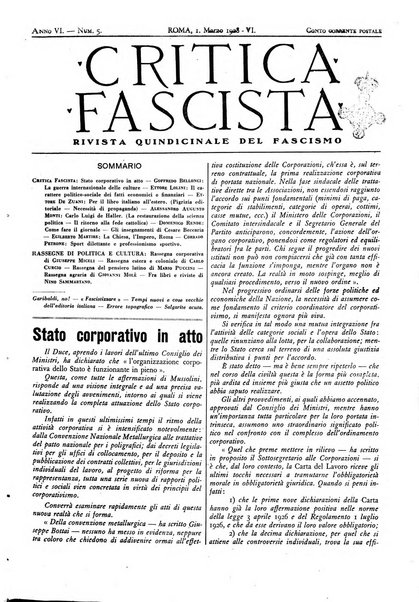 Critica fascista rivista quindicinale del fascismo diretta da Giuseppe Bottai