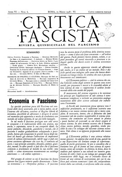 Critica fascista rivista quindicinale del fascismo diretta da Giuseppe Bottai