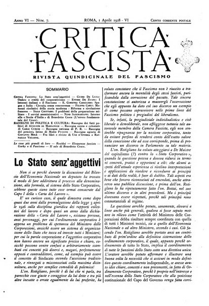 Critica fascista rivista quindicinale del fascismo diretta da Giuseppe Bottai