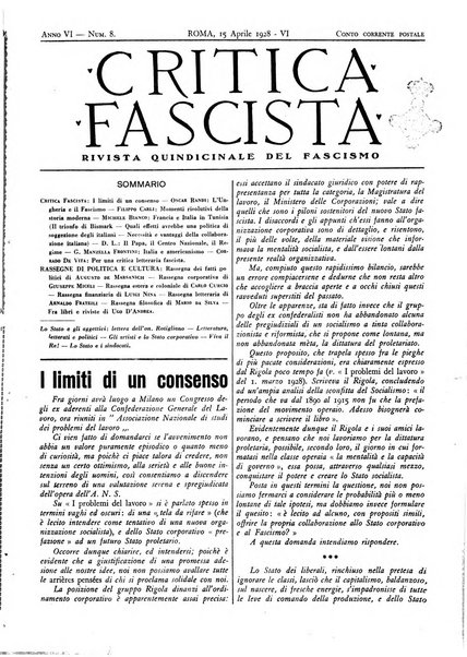 Critica fascista rivista quindicinale del fascismo diretta da Giuseppe Bottai