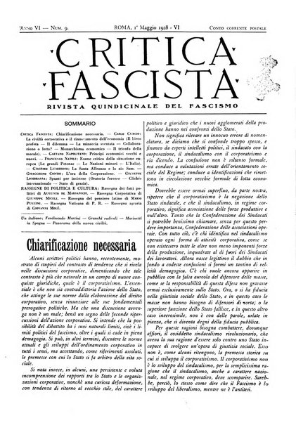 Critica fascista rivista quindicinale del fascismo diretta da Giuseppe Bottai