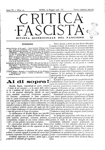 Critica fascista rivista quindicinale del fascismo diretta da Giuseppe Bottai