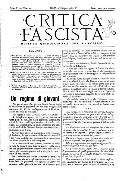 Critica fascista rivista quindicinale del fascismo diretta da Giuseppe Bottai