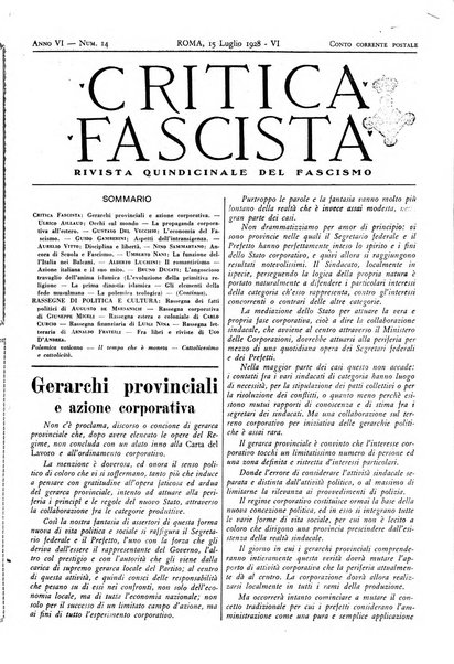 Critica fascista rivista quindicinale del fascismo diretta da Giuseppe Bottai