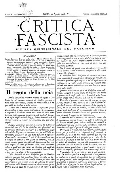 Critica fascista rivista quindicinale del fascismo diretta da Giuseppe Bottai