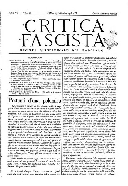 Critica fascista rivista quindicinale del fascismo diretta da Giuseppe Bottai