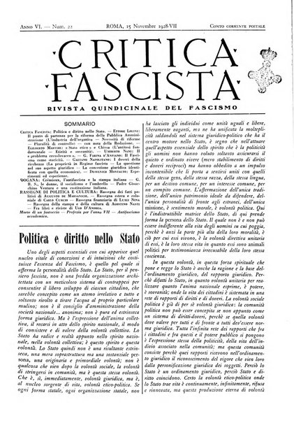 Critica fascista rivista quindicinale del fascismo diretta da Giuseppe Bottai