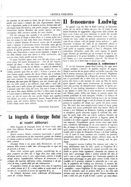 Critica fascista rivista quindicinale del fascismo diretta da Giuseppe Bottai