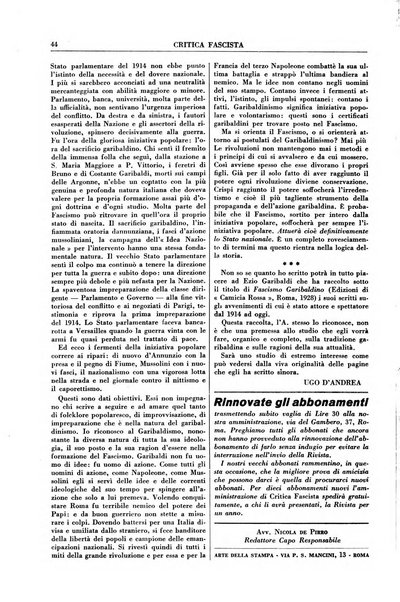 Critica fascista rivista quindicinale del fascismo diretta da Giuseppe Bottai