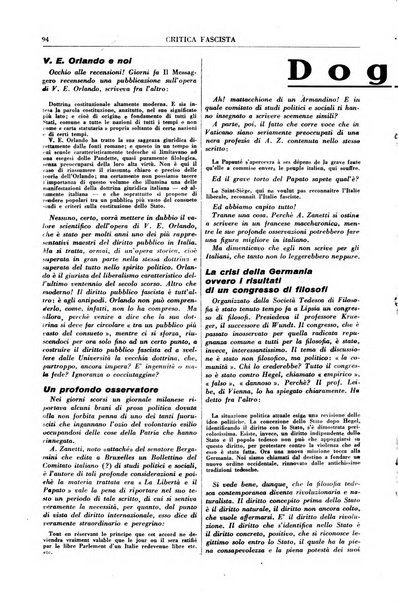 Critica fascista rivista quindicinale del fascismo diretta da Giuseppe Bottai