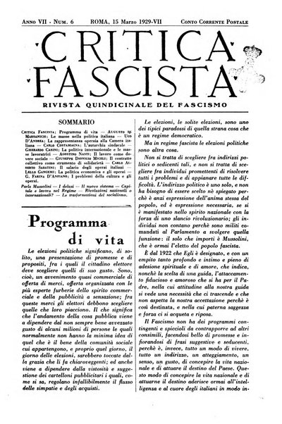 Critica fascista rivista quindicinale del fascismo diretta da Giuseppe Bottai