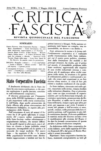 Critica fascista rivista quindicinale del fascismo diretta da Giuseppe Bottai