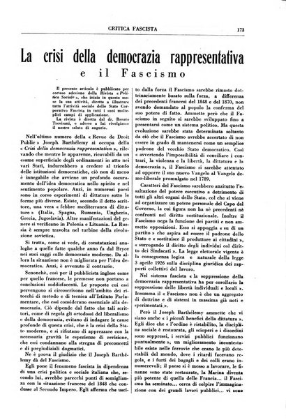 Critica fascista rivista quindicinale del fascismo diretta da Giuseppe Bottai