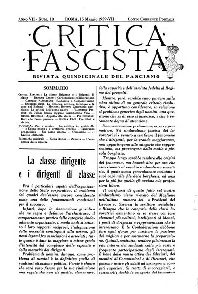 Critica fascista rivista quindicinale del fascismo diretta da Giuseppe Bottai